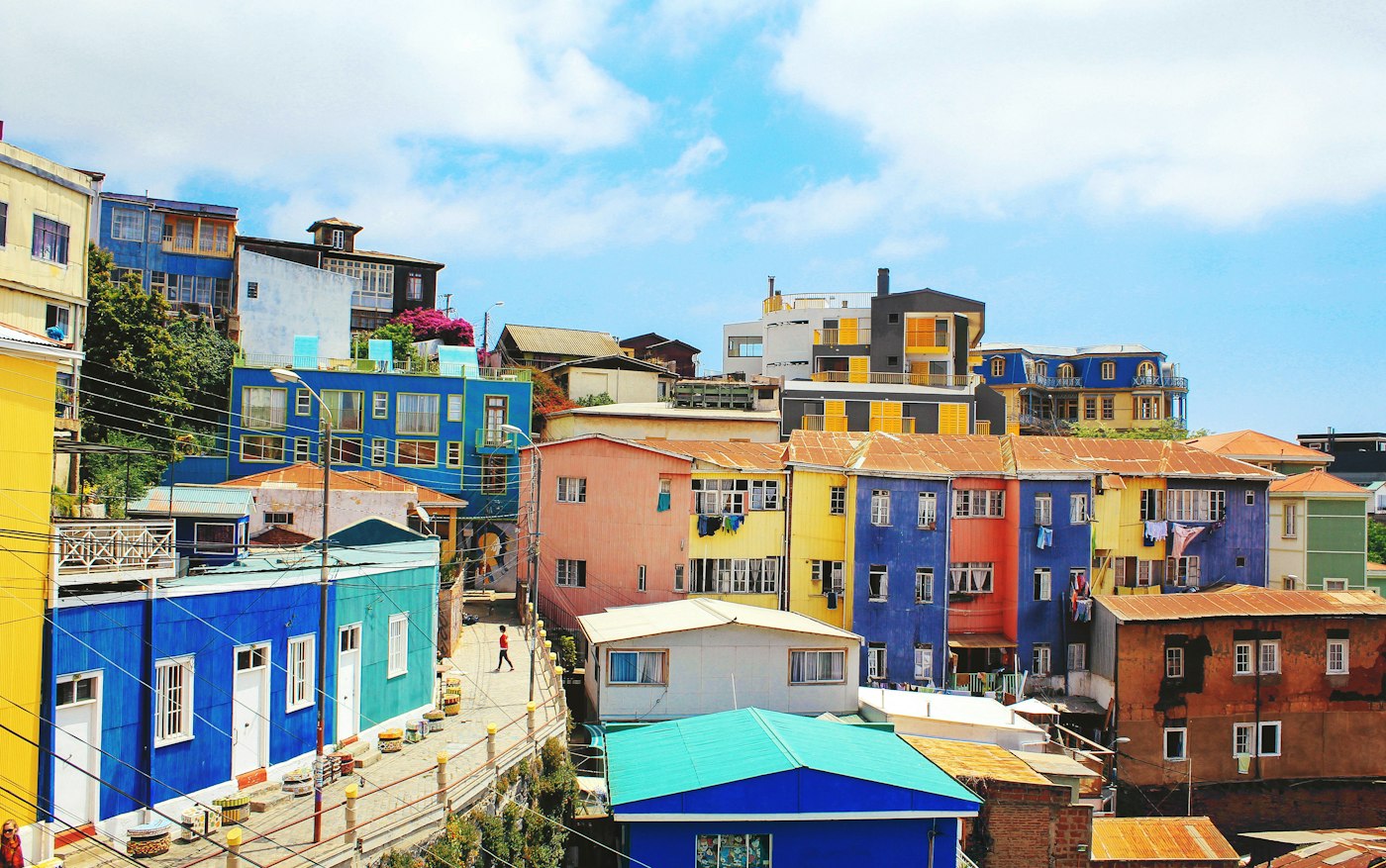 Casas de colores en Valparaíso, Chile